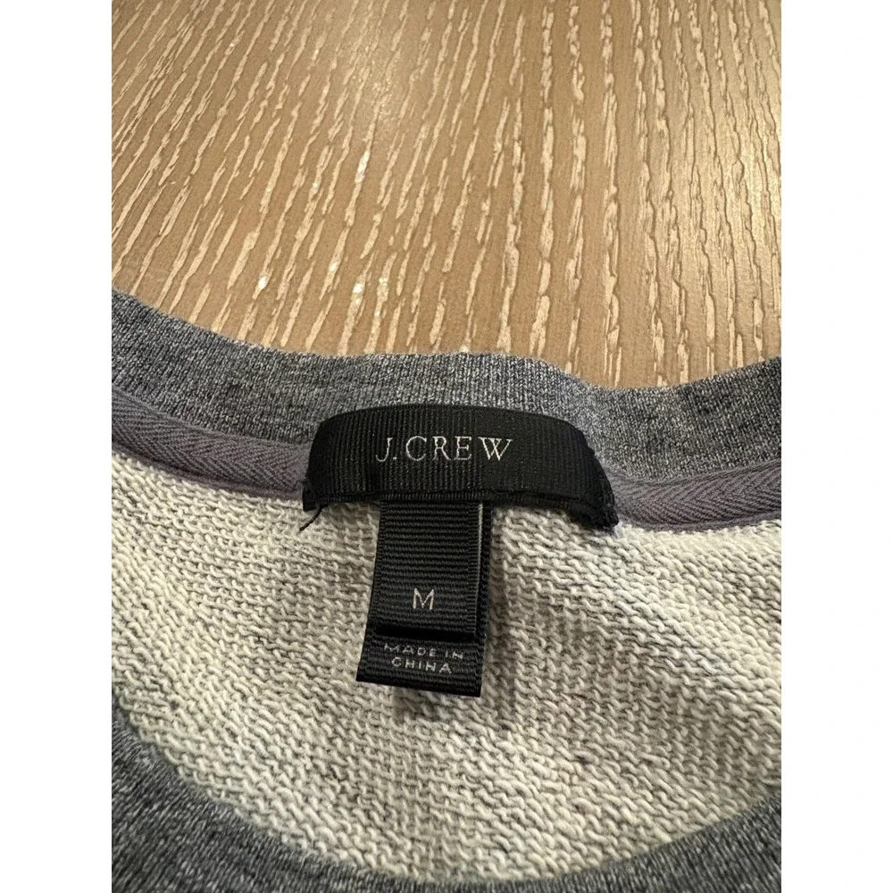 J.Crew Gray French Terry Sweatshirt Women's M Blue Pleated Ruffle Hem Top